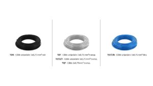 Câbles électriques teflon | uni/bipolaires | simple/double isolation - Vendu au mètre - bleu/noir/transparent