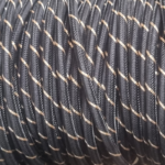 Câble textile rond 2x0,75 mm² noir avec bandes dorées