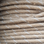 Câble textile rond 2X0,75 mm² en jute avec bandes blanches