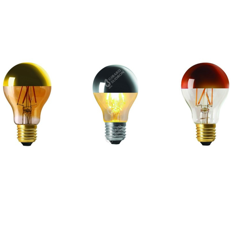 Ampoules LED E27 à calot argenté oui cuivré ou doré - 6/7W - Dimmable