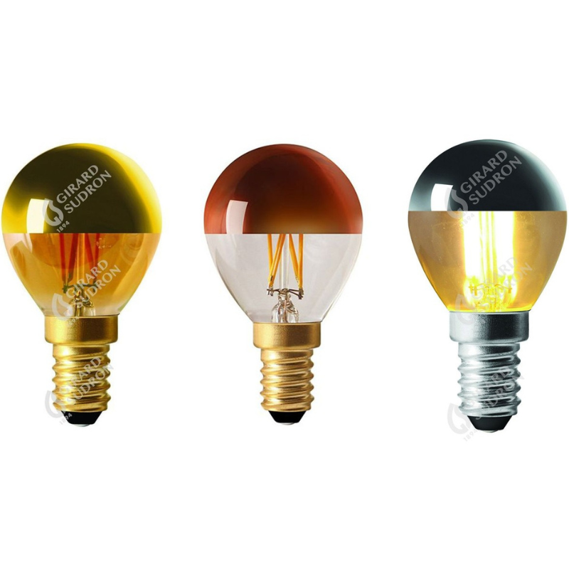 Ampoules LED E14 à calot argenté oui cuivré ou doré - 4W - Dimmable